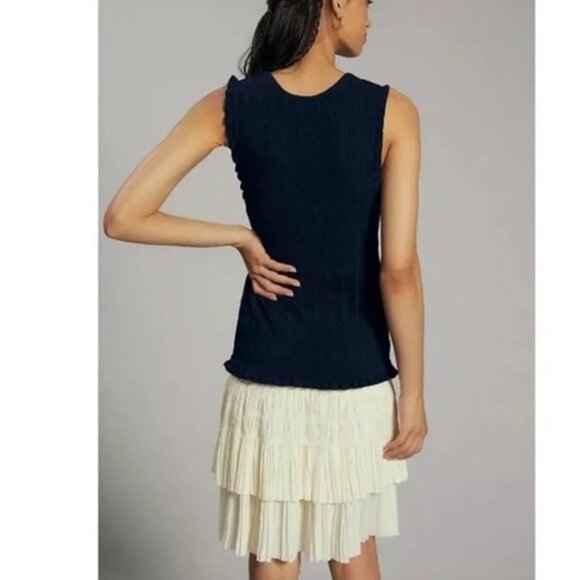Anthropologie/Current Air LA Knitted Navy Dress with Ivory Contrast Skirt SZ M - Picture 2 of 6